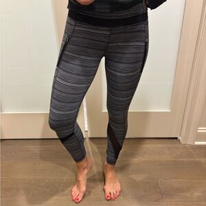 Lululemon Athletica Black and Gray Striped Leggings